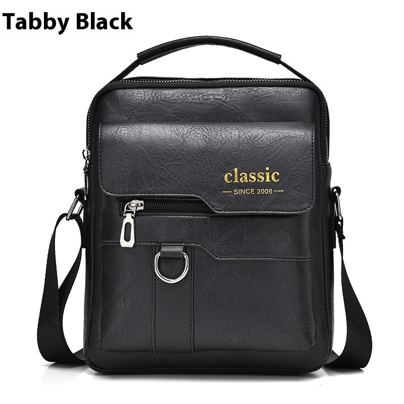 Popular Men's Messenger Bag One Shoulder Retro Business Backpack PU Leather Flaps Crossbody Bags Business Flap Male Solid Travel Bag - Oopsdadforgot.com