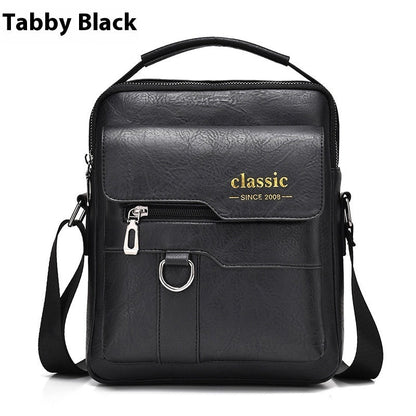Popular Men's Messenger Bag One Shoulder Retro Business Backpack PU Leather Flaps Crossbody Bags Business Flap Male Solid Travel Bag - Oopsdadforgot.com