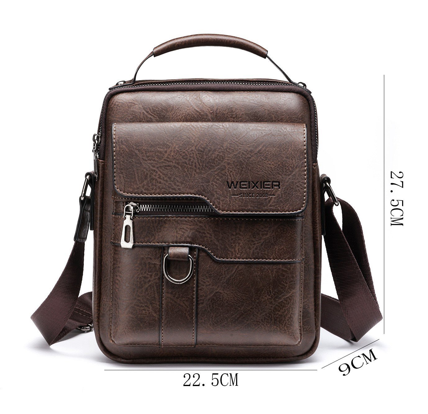 Popular Men's Messenger Bag One Shoulder Retro Business Backpack PU Leather Flaps Crossbody Bags Business Flap Male Solid Travel Bag - Oopsdadforgot.com