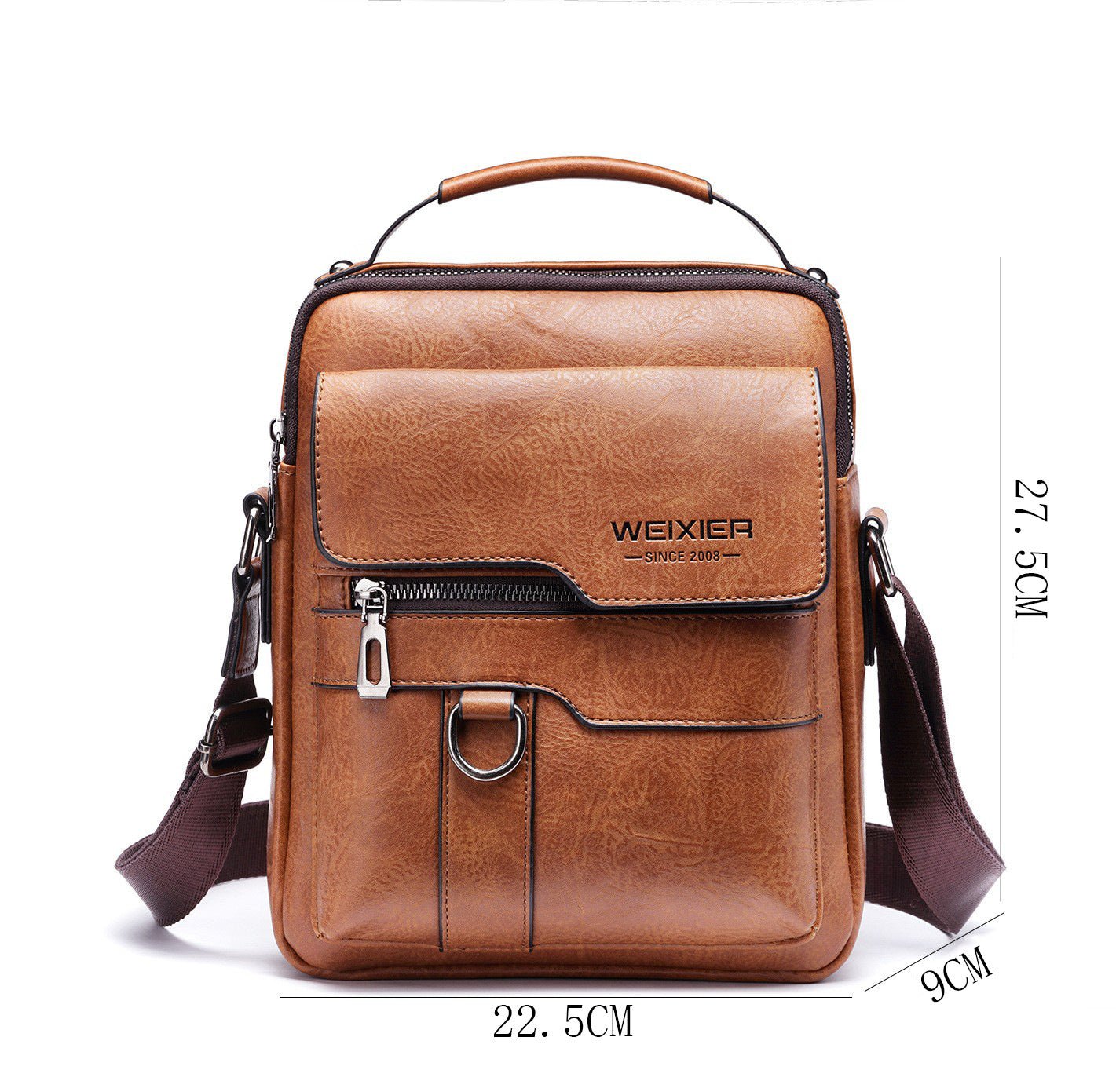 Popular Men's Messenger Bag One Shoulder Retro Business Backpack PU Leather Flaps Crossbody Bags Business Flap Male Solid Travel Bag - Oopsdadforgot.com