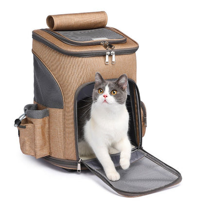 Portable Folding Trolley Pet Backpack Traveling Cat Backpack With Universal Wheel Trolley Pet Bag - Oopsdadforgot.com