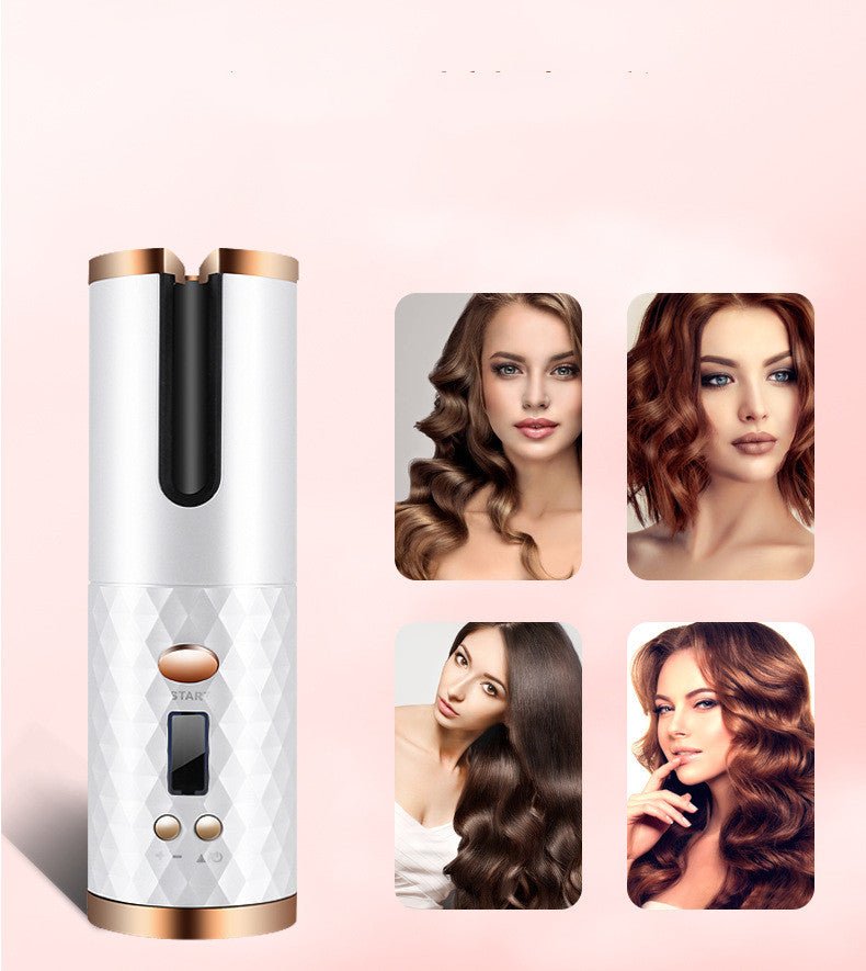 Rechargeable Automatic Hair Curler Women Portable Hair Curling Iron LCD Display Ceramic Curly Rotating Curling Wave Styer - Oopsdadforgot.com