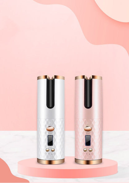 Rechargeable Automatic Hair Curler Women Portable Hair Curling Iron LCD Display Ceramic Curly Rotating Curling Wave Styer - Oopsdadforgot.com