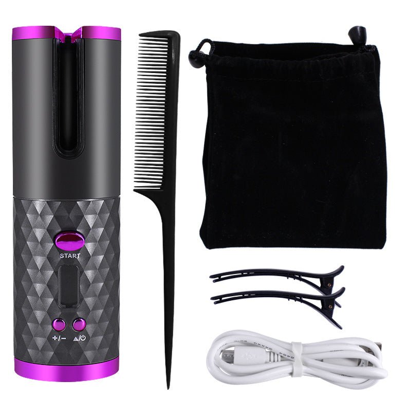 Rechargeable Automatic Hair Curler Women Portable Hair Curling Iron LCD Display Ceramic Curly Rotating Curling Wave Styer - Oopsdadforgot.com