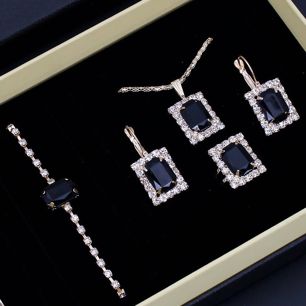 Roman Pattern Diamond - embedded Women's Watch Jewelry Gift Set Bracelet Watch Women's Light Luxury Full Diamond Good - looking - Oopsdadforgot.com
