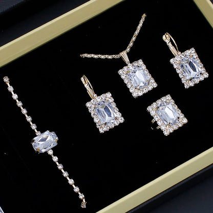 Roman Pattern Diamond - embedded Women's Watch Jewelry Gift Set Bracelet Watch Women's Light Luxury Full Diamond Good - looking - Oopsdadforgot.com