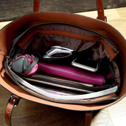 Simple Oil Wax Leather Messenger Shoulder Bags Women's High Capacity Portable Tote Bag - Oopsdadforgot.com