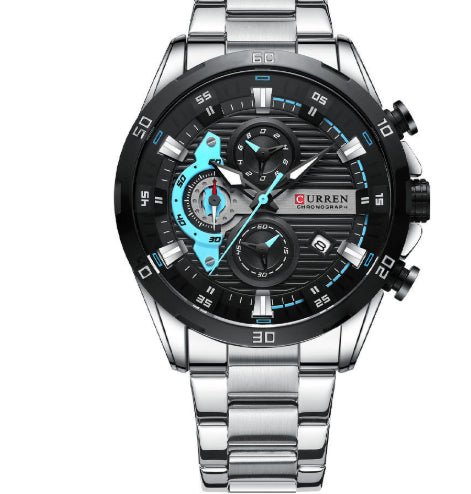 Six - hand Steel - band Round Quartz Watch A Stylish Timepiece - Oopsdadforgot.com