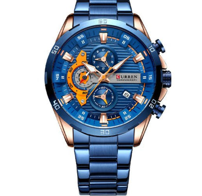 Six - hand Steel - band Round Quartz Watch A Stylish Timepiece - Oopsdadforgot.com