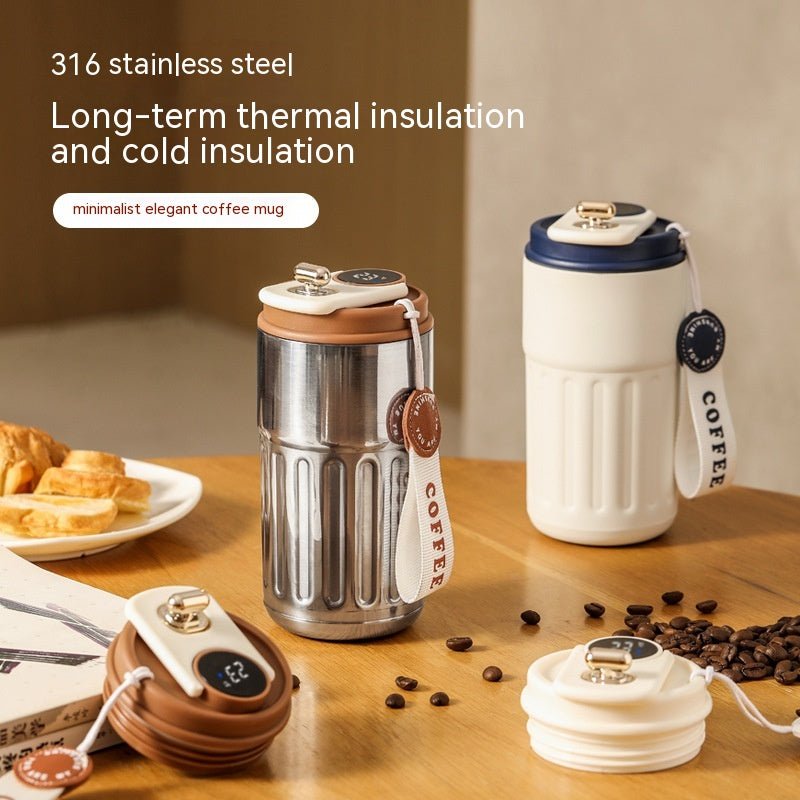 Smart Digital Thermal Bottle Portable Coffee Mug Stainless Steel Water Bottle In - Car Insulated Cup Keep Cold Vacuum Flasks 450ml - Oopsdadforgot.com