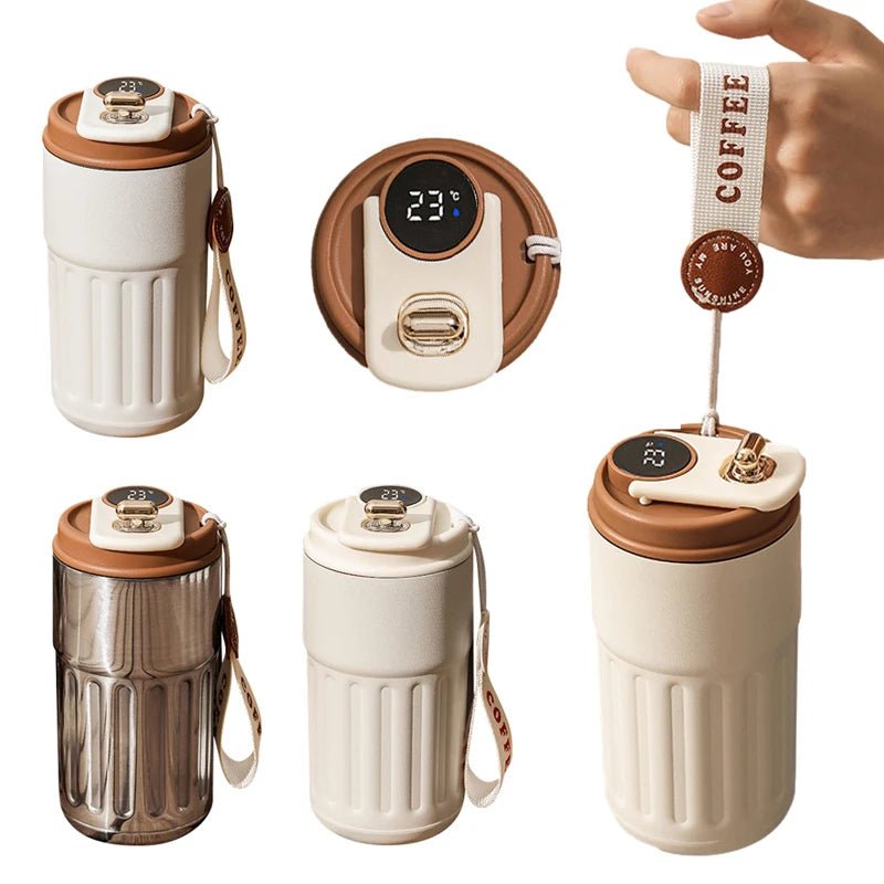 Smart Digital Thermal Bottle Portable Coffee Mug Stainless Steel Water Bottle In - Car Insulated Cup Keep Cold Vacuum Flasks 450ml - Oopsdadforgot.com