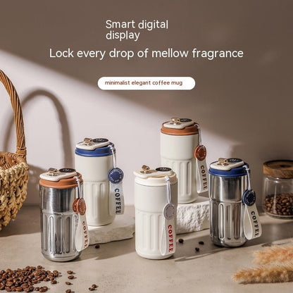Smart Digital Thermal Bottle Portable Coffee Mug Stainless Steel Water Bottle In - Car Insulated Cup Keep Cold Vacuum Flasks 450ml - Oopsdadforgot.com