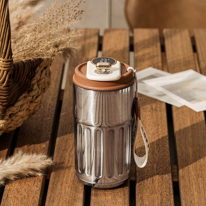 Smart Digital Thermal Bottle Portable Coffee Mug Stainless Steel Water Bottle In - Car Insulated Cup Keep Cold Vacuum Flasks 450ml - Oopsdadforgot.com