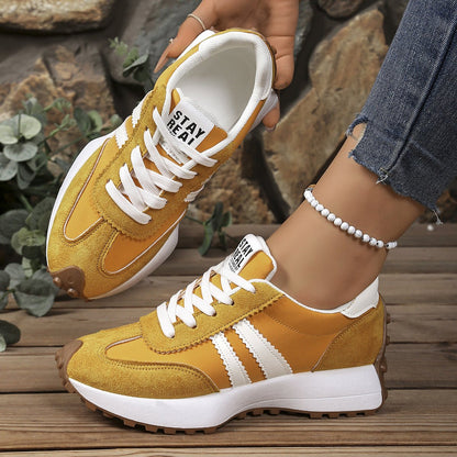 Stripe Lace - up Sneakers Women's Thick Bottom Casual Shoes Breathable Sports Shoes - Oopsdadforgot.com