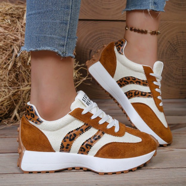 Stripe Lace - up Sneakers Women's Thick Bottom Casual Shoes Breathable Sports Shoes - Oopsdadforgot.com