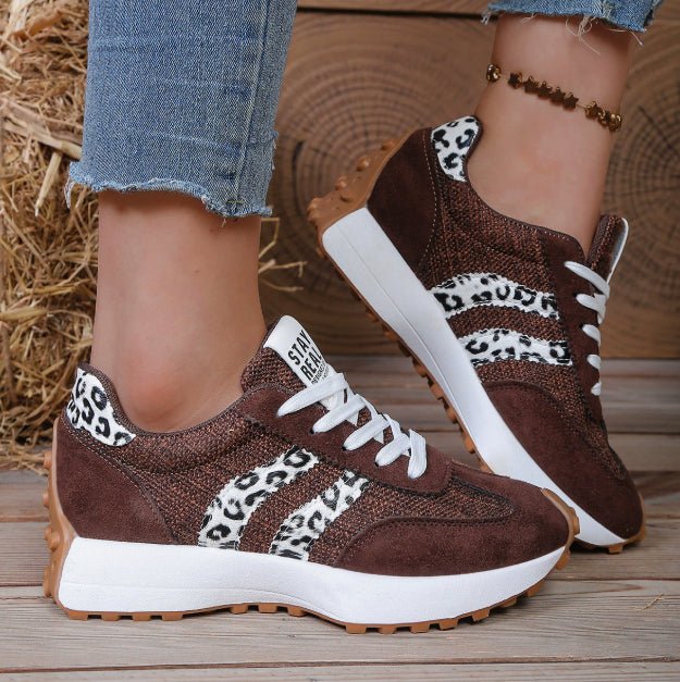 Stripe Lace - up Sneakers Women's Thick Bottom Casual Shoes Breathable Sports Shoes - Oopsdadforgot.com