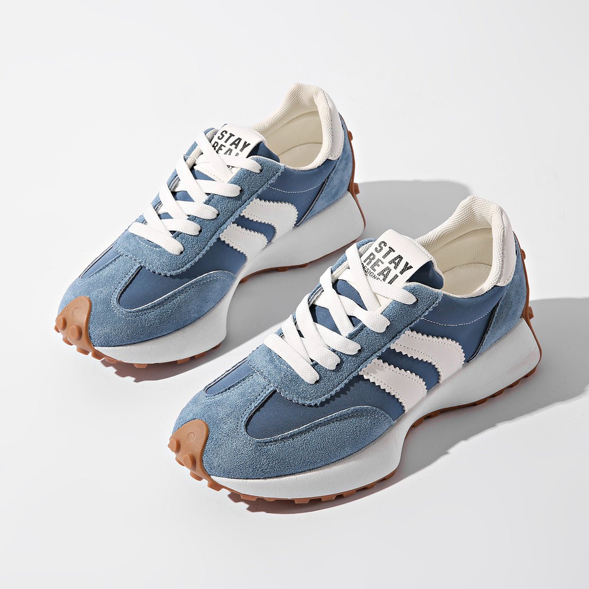 Stripe Lace - up Sneakers Women's Thick Bottom Casual Shoes Breathable Sports Shoes - Oopsdadforgot.com