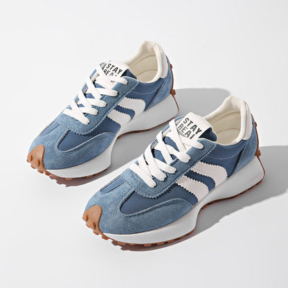 Stripe Lace - up Sneakers Women's Thick Bottom Casual Shoes Breathable Sports Shoes - Oopsdadforgot.com