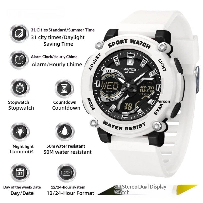 Students Dual - display Luminous Chronograph Watch For Hiking - Oopsdadforgot.com