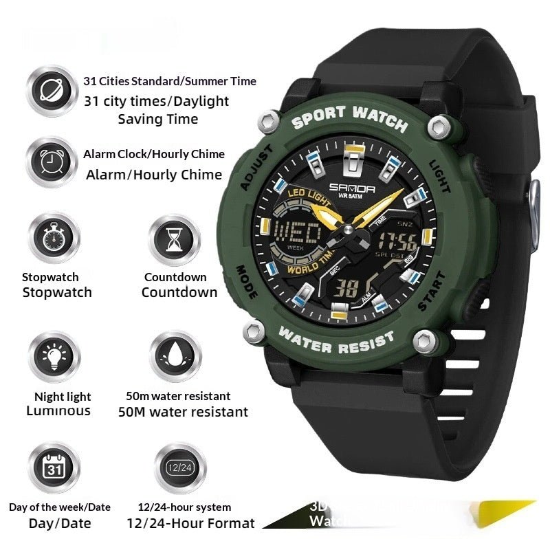 Students Dual - display Luminous Chronograph Watch For Hiking - Oopsdadforgot.com