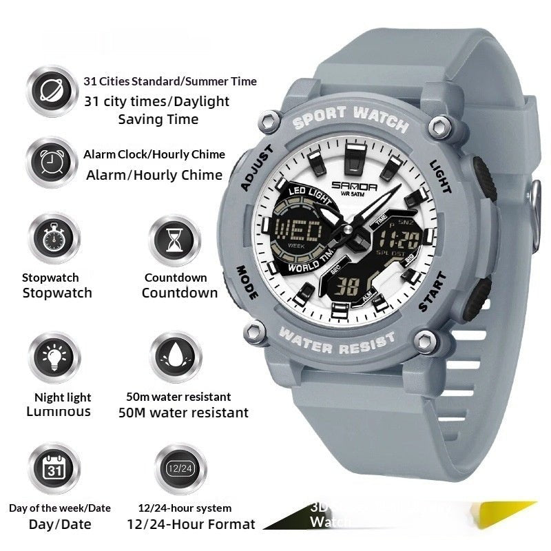 Students Dual - display Luminous Chronograph Watch For Hiking - Oopsdadforgot.com