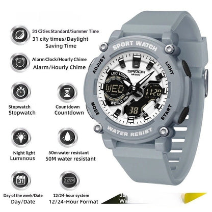 Students Dual - display Luminous Chronograph Watch For Hiking - Oopsdadforgot.com