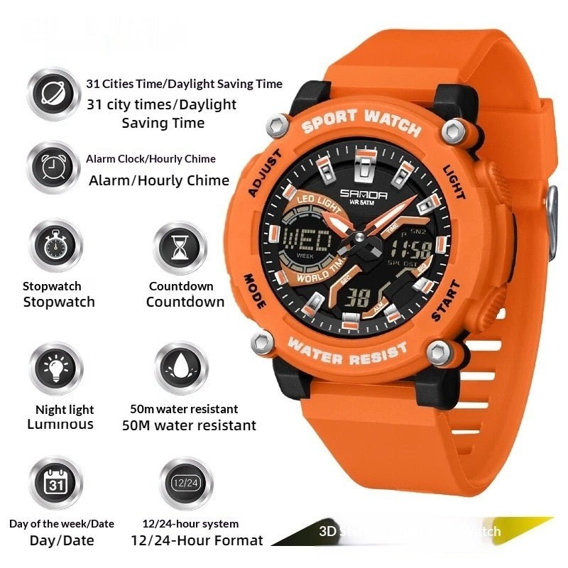Students Dual - display Luminous Chronograph Watch For Hiking - Oopsdadforgot.com