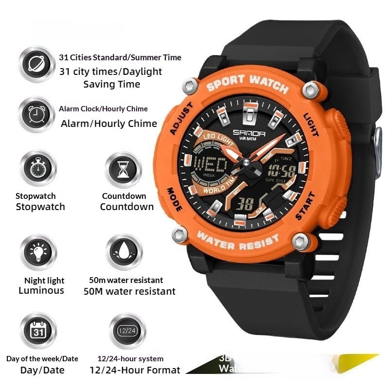 Students Dual - display Luminous Chronograph Watch For Hiking - Oopsdadforgot.com