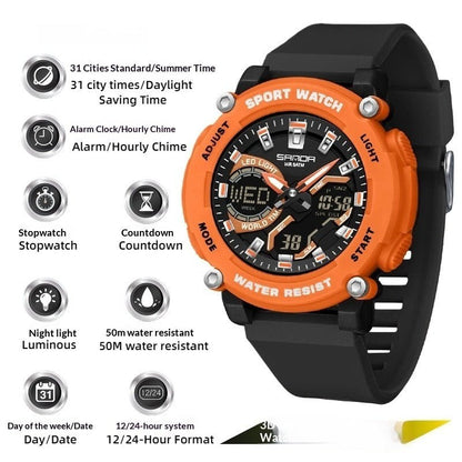 Students Dual - display Luminous Chronograph Watch For Hiking - Oopsdadforgot.com