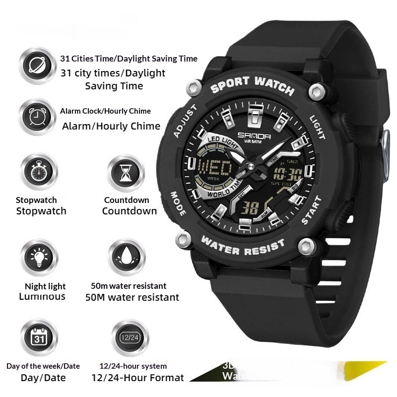 Students Dual - display Luminous Chronograph Watch For Hiking - Oopsdadforgot.com