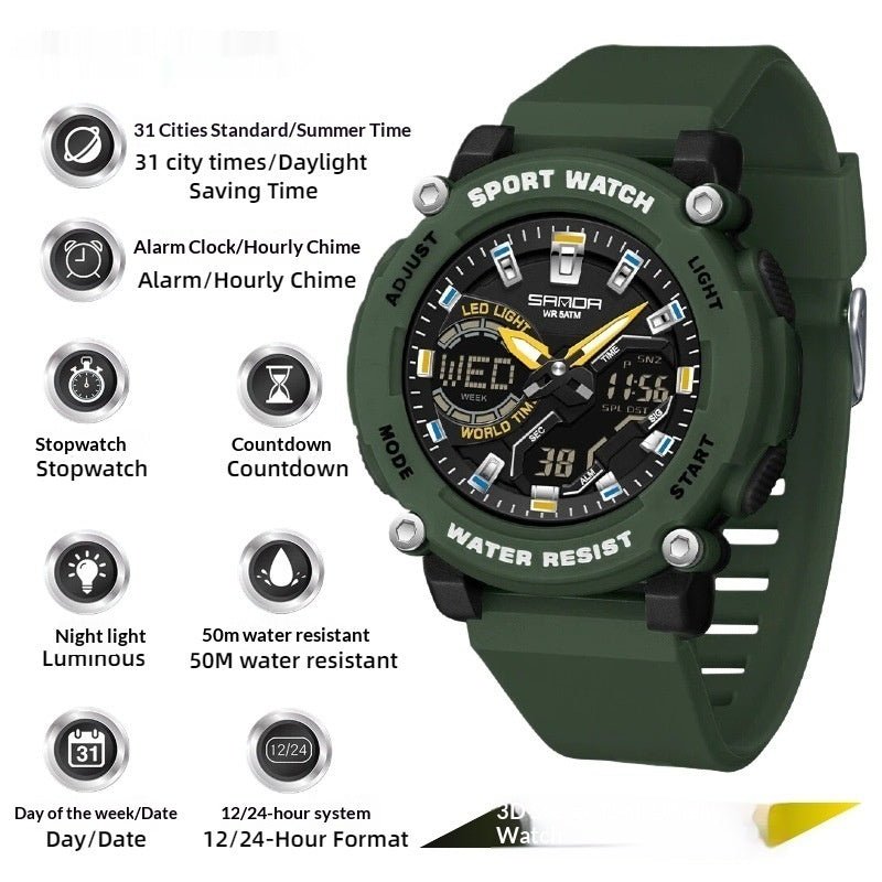 Students Dual - display Luminous Chronograph Watch For Hiking - Oopsdadforgot.com