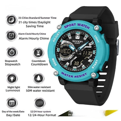 Students Dual - display Luminous Chronograph Watch For Hiking - Oopsdadforgot.com
