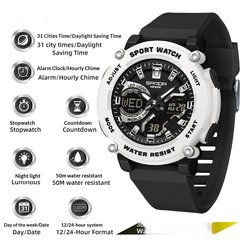 Students Dual - display Luminous Chronograph Watch For Hiking - Oopsdadforgot.com