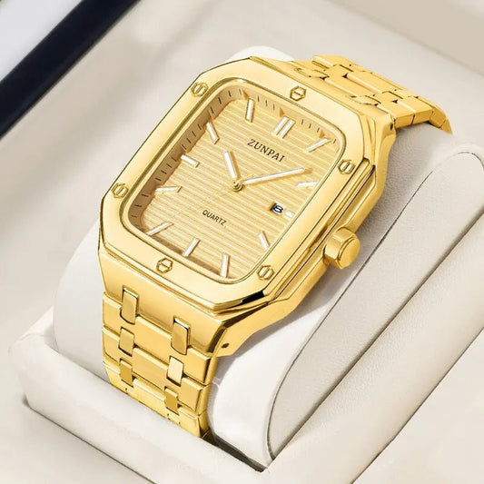 Stylish Mens Stainless Steel Square Watch - Oopsdadforgot.com