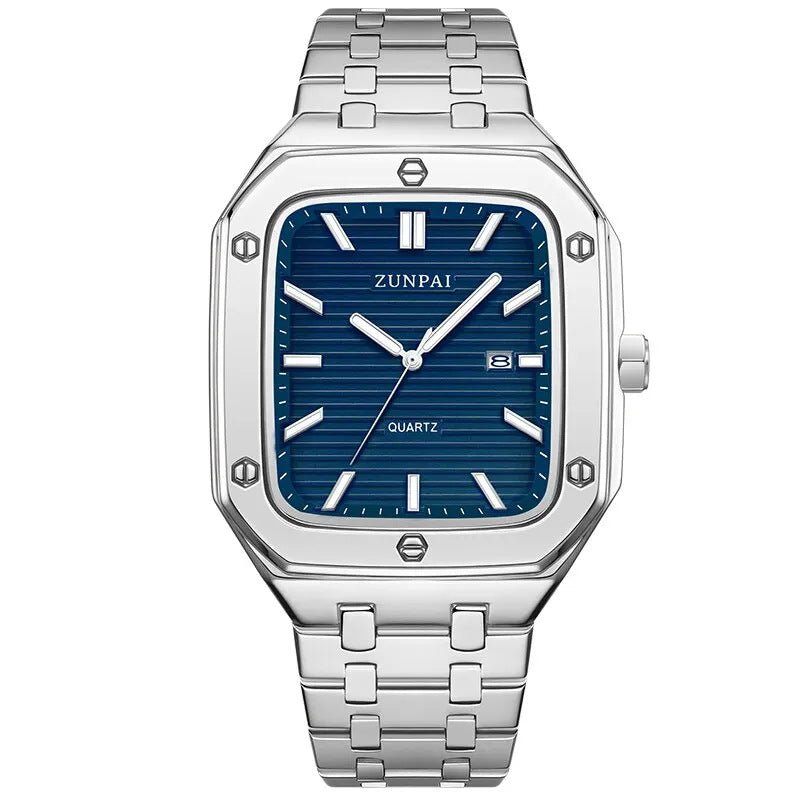 Stylish Mens Stainless Steel Square Watch - Oopsdadforgot.com