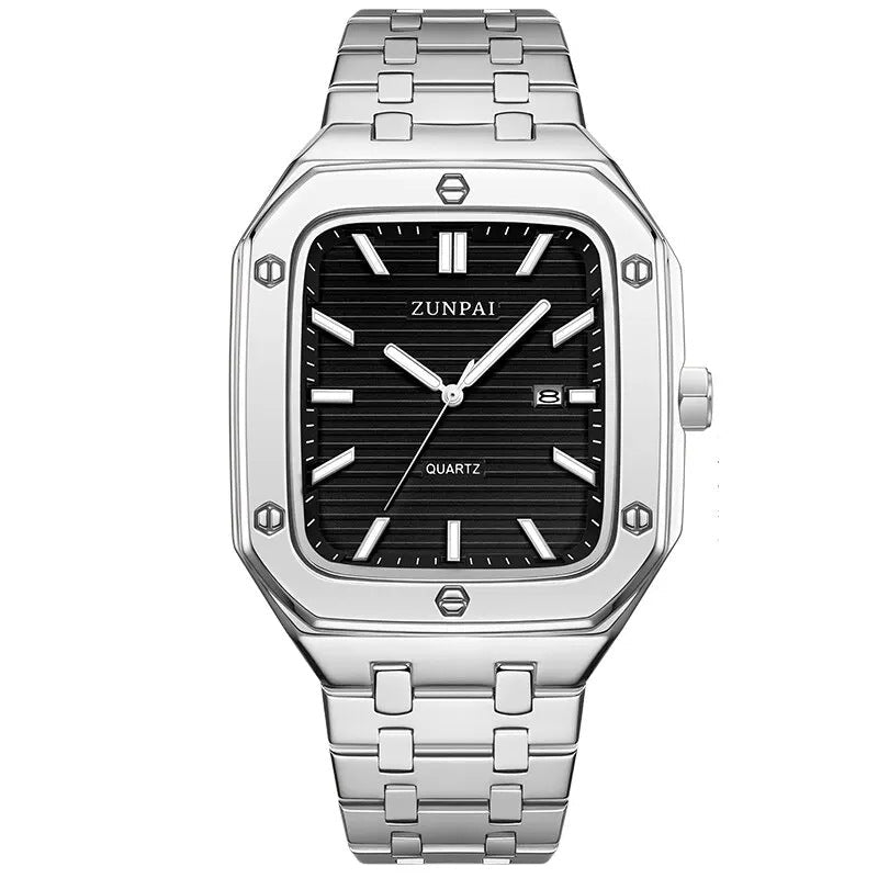 Stylish Mens Stainless Steel Square Watch - Oopsdadforgot.com