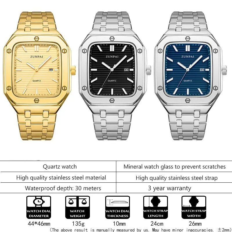 Stylish Mens Stainless Steel Square Watch - Oopsdadforgot.com