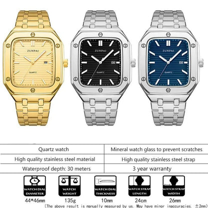 Stylish Mens Stainless Steel Square Watch - Oopsdadforgot.com