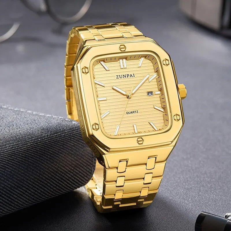 Stylish Mens Stainless Steel Square Watch - Oopsdadforgot.com