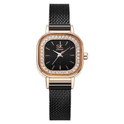 Watch Women's Square Mesh Belt With Diamond Watch - Oopsdadforgot.com