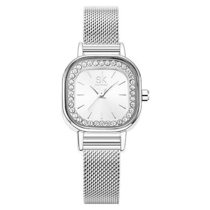 Watch Women's Square Mesh Belt With Diamond Watch - Oopsdadforgot.com