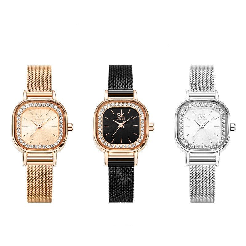 Watch Women's Square Mesh Belt With Diamond Watch - Oopsdadforgot.com