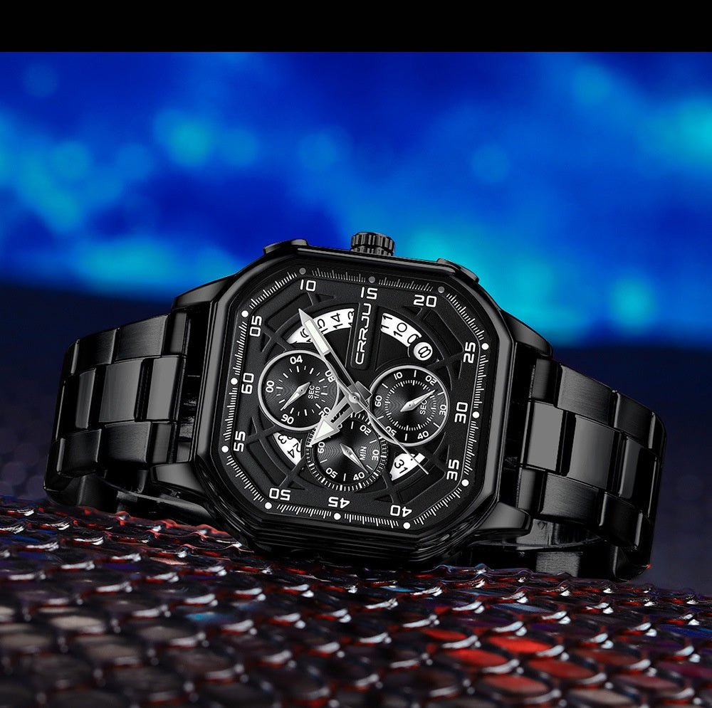 Waterproof Square Couples Multifunctional Calendar Steel - Strap Fashion Watch - Oopsdadforgot.com