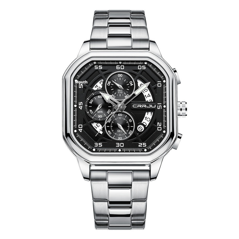 Waterproof Square Couples Multifunctional Calendar Steel - Strap Fashion Watch - Oopsdadforgot.com