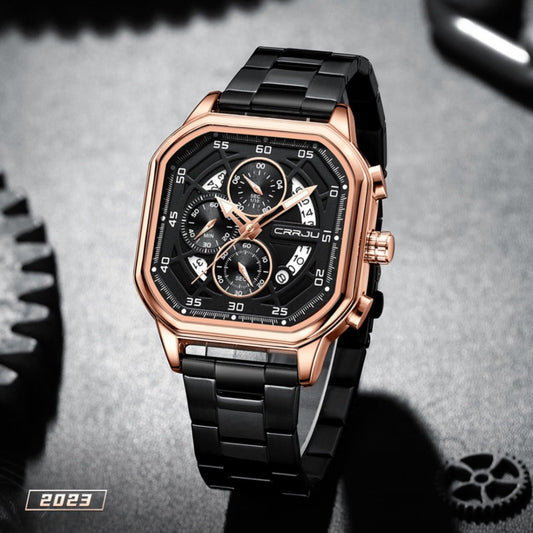 Waterproof Square Couples Multifunctional Calendar Steel - Strap Fashion Watch - Oopsdadforgot.com