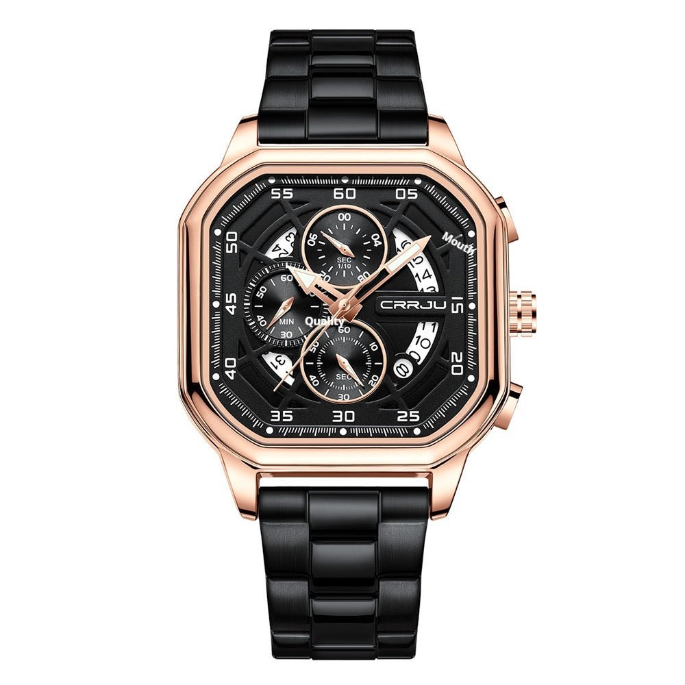 Waterproof Square Couples Multifunctional Calendar Steel - Strap Fashion Watch - Oopsdadforgot.com