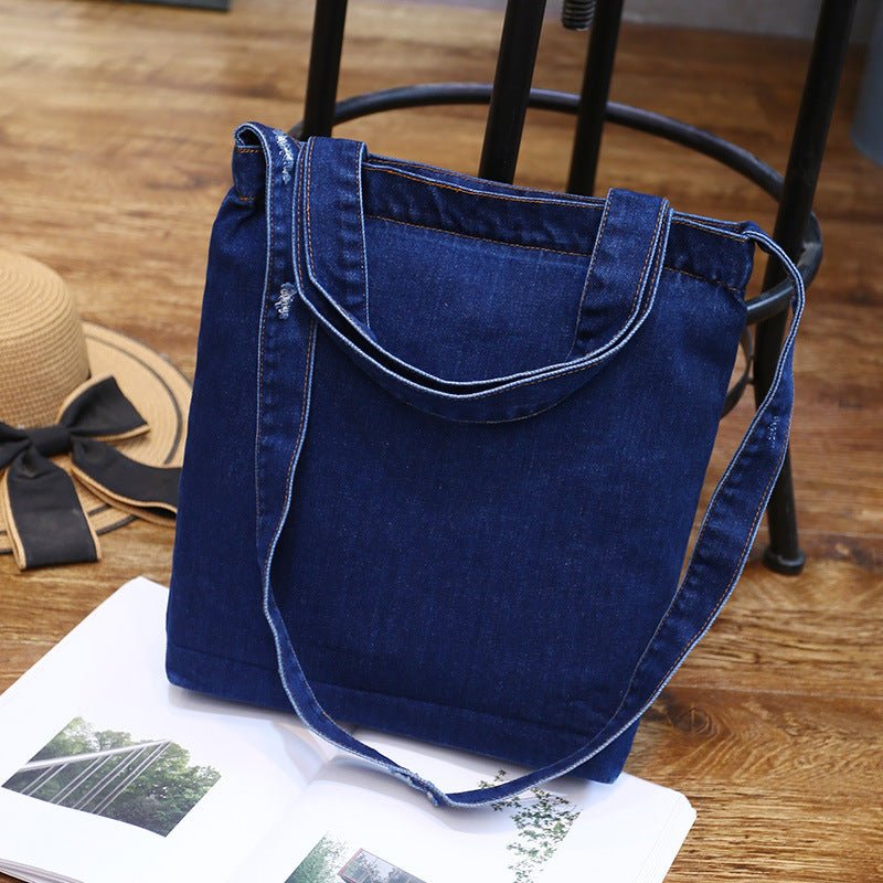 Wholesale new fashion color denim cloth shoulder bags fashion simple dual - purpose Satchel - Oopsdadforgot.com