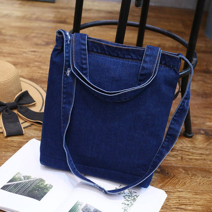Wholesale new fashion color denim cloth shoulder bags fashion simple dual - purpose Satchel - Oopsdadforgot.com
