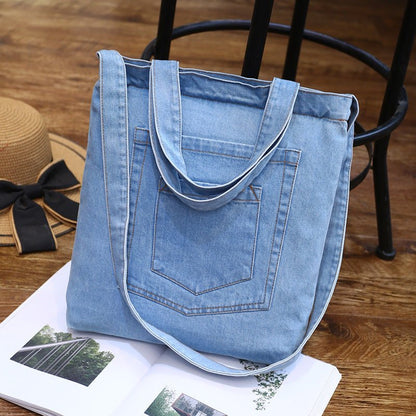 Wholesale new fashion color denim cloth shoulder bags fashion simple dual - purpose Satchel - Oopsdadforgot.com