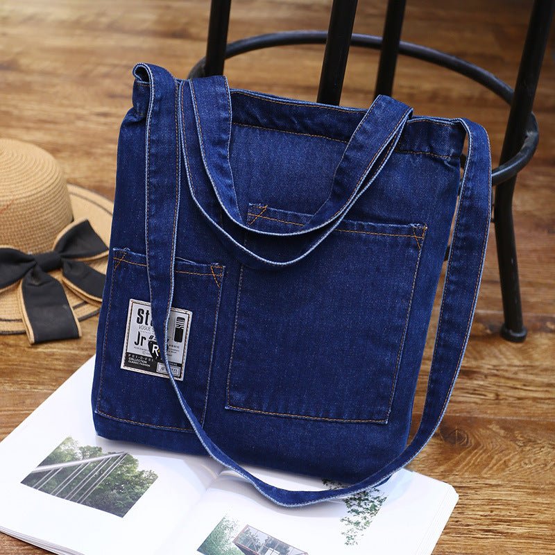 Wholesale new fashion color denim cloth shoulder bags fashion simple dual - purpose Satchel - Oopsdadforgot.com